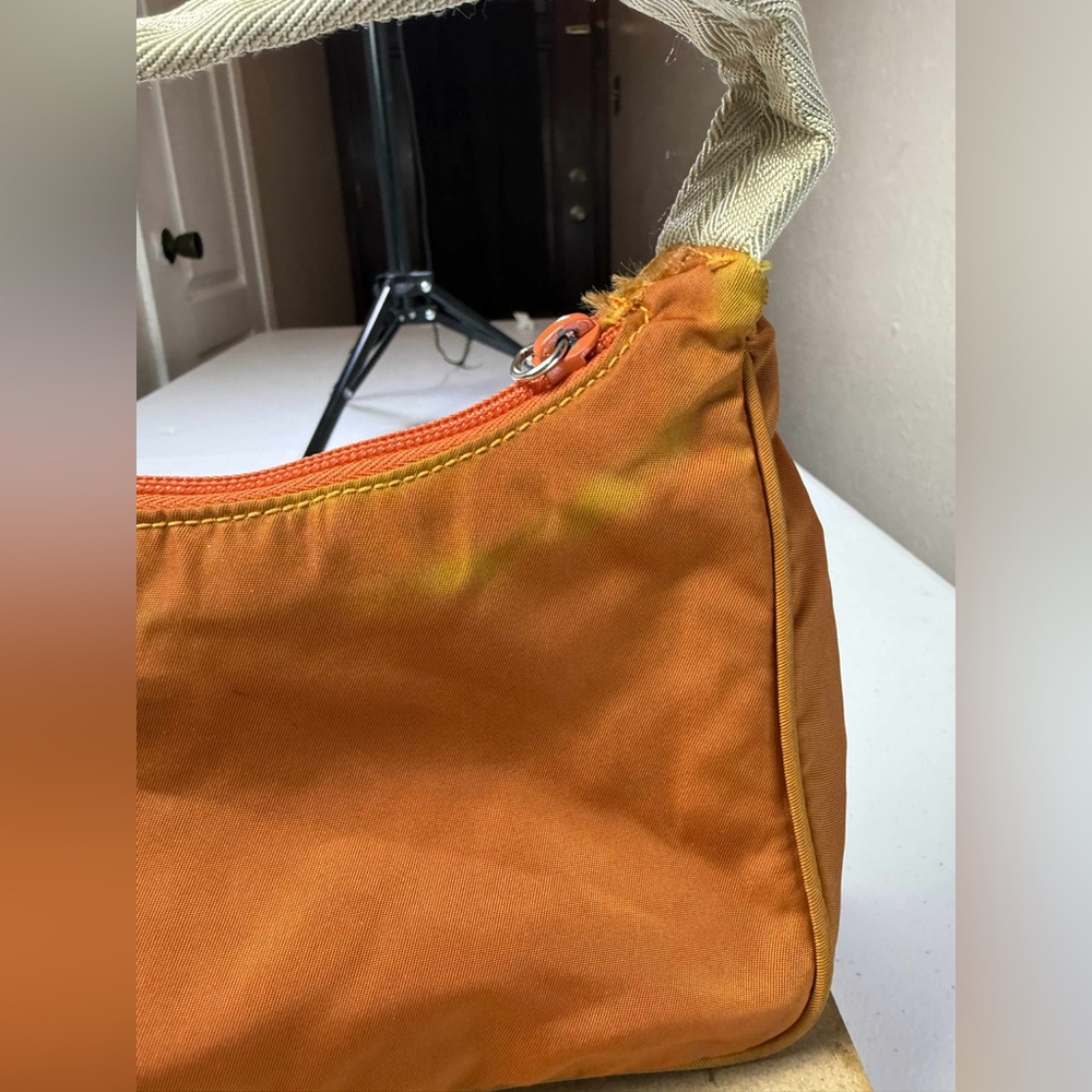 PRADA Nylon Triangle Logo Shoulder Handbag Orange Made in Italy - Picture 3 of 16
